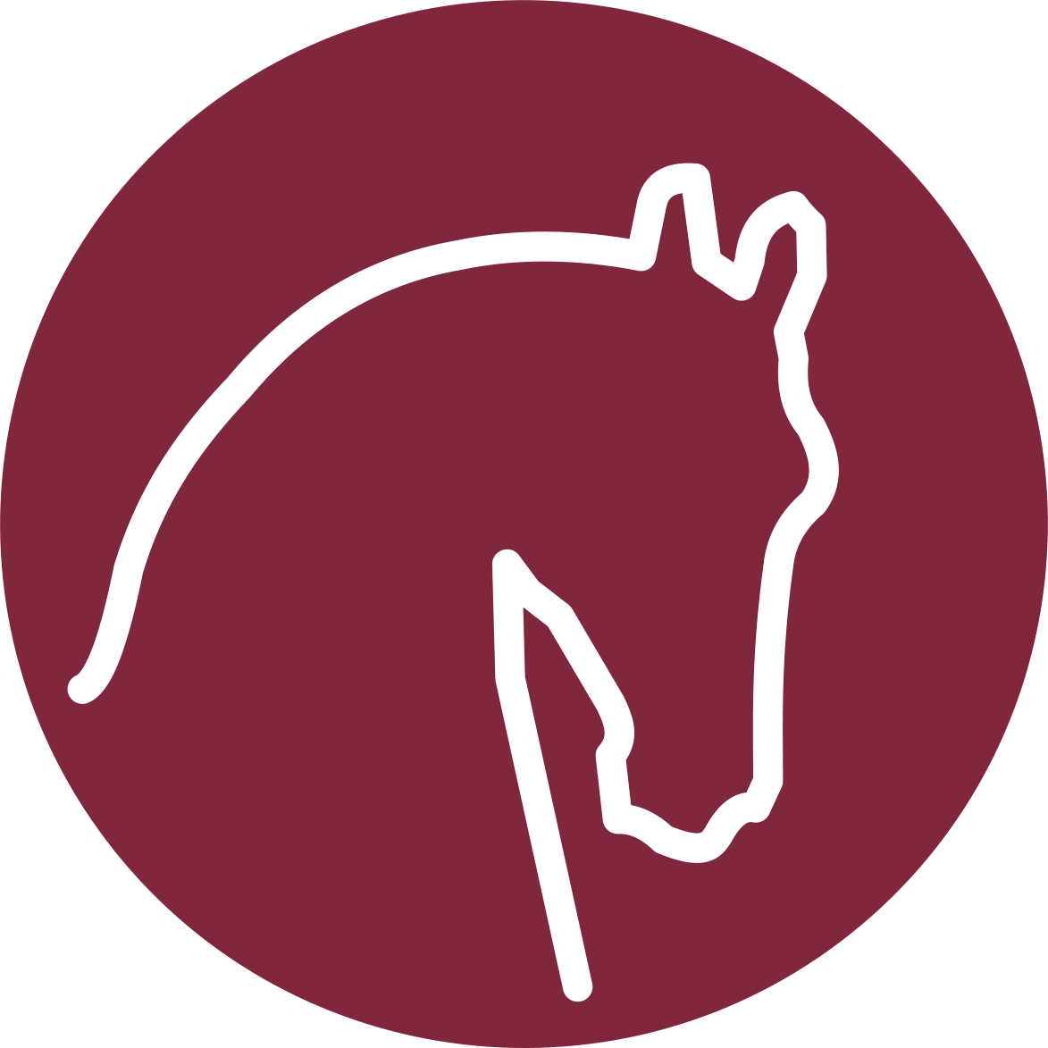 gezeichnetes Icon von der Spitze des Landstallmeiwterhaus als oneliner auf rotem Hintergrund